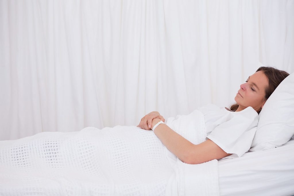 Woman Sleeping with a Fractured Pelvis Bone