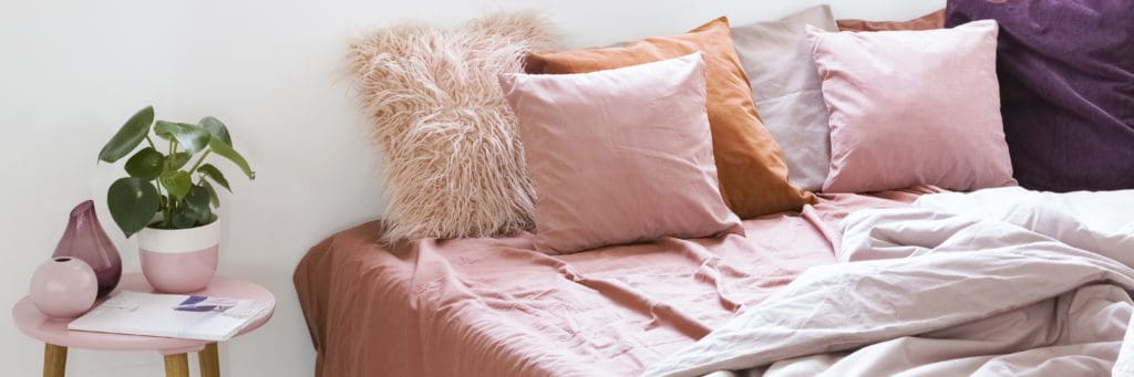Large Bed with Pink Bedding