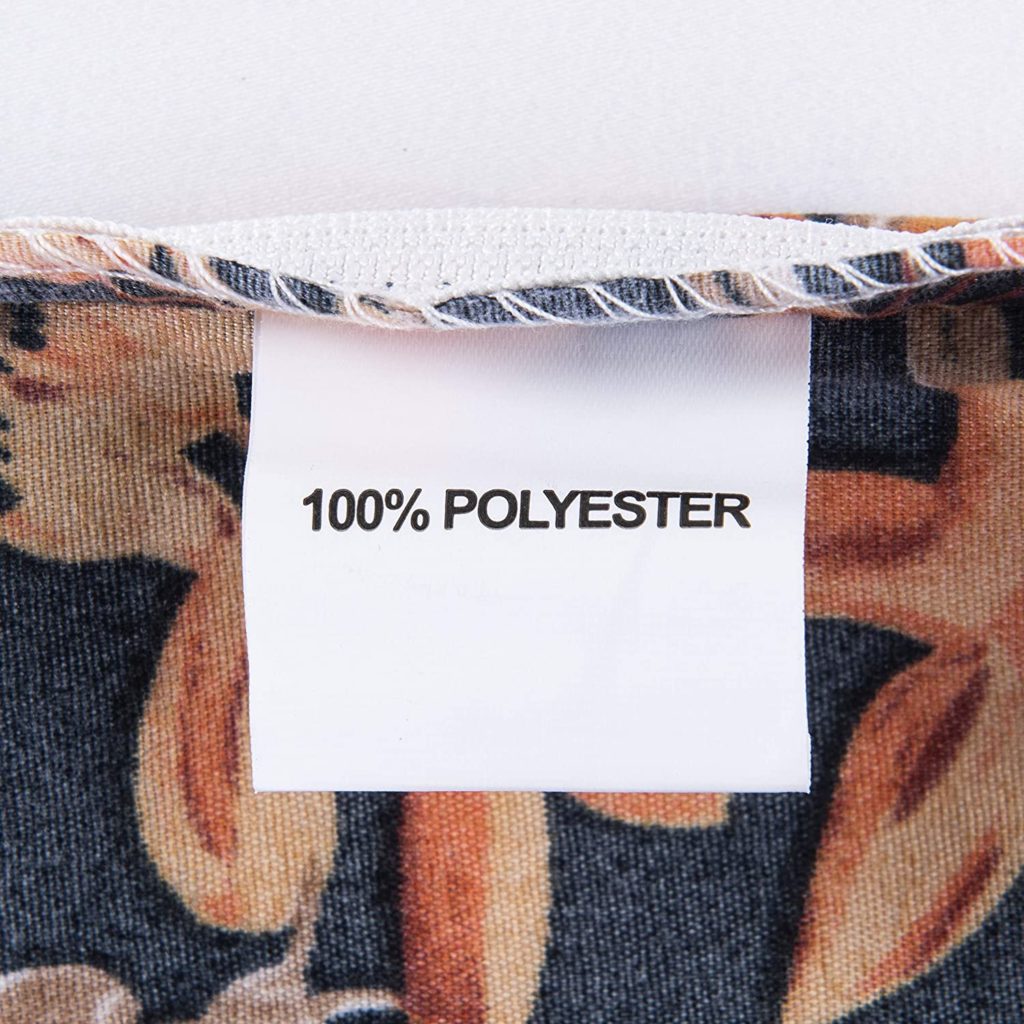 Tag on blanket that says "100% Polyester"