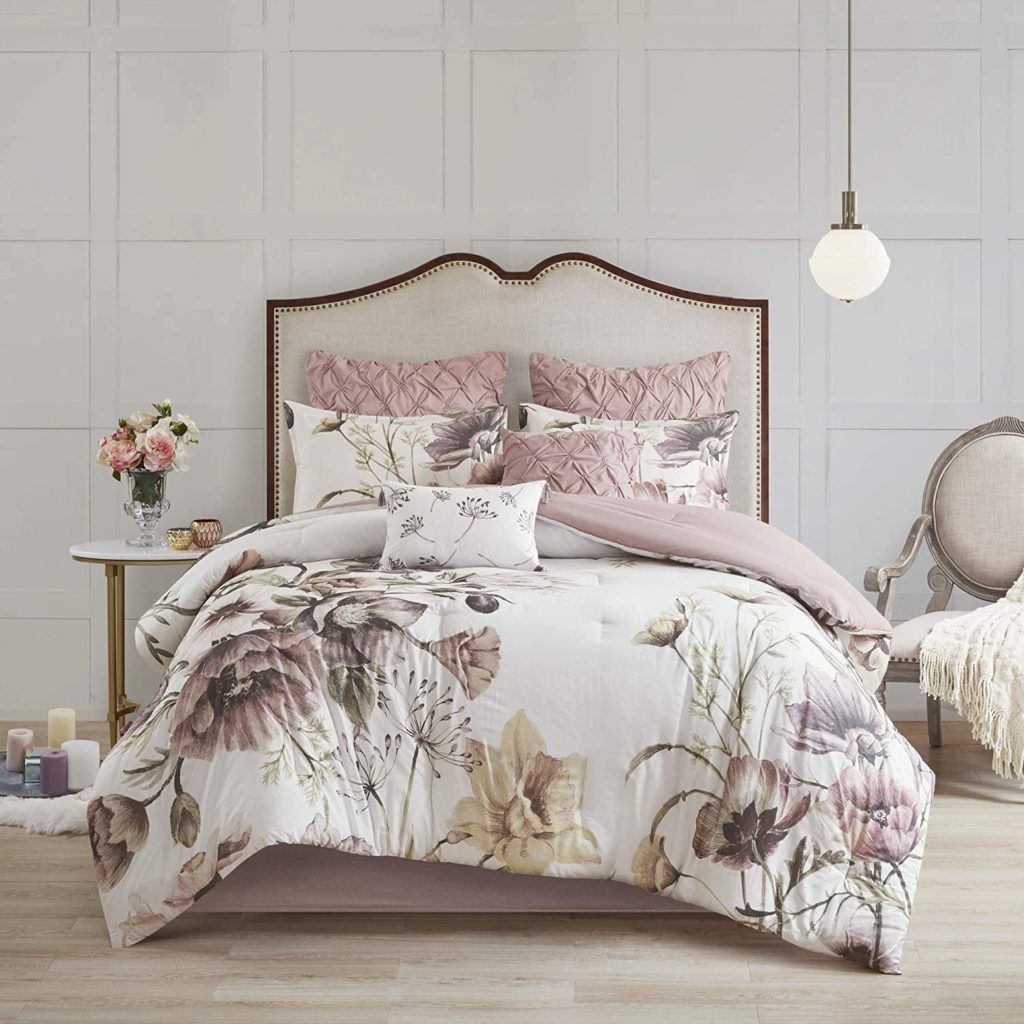 Comforter Contemporary Floral Comforter in modern feminine bedroom