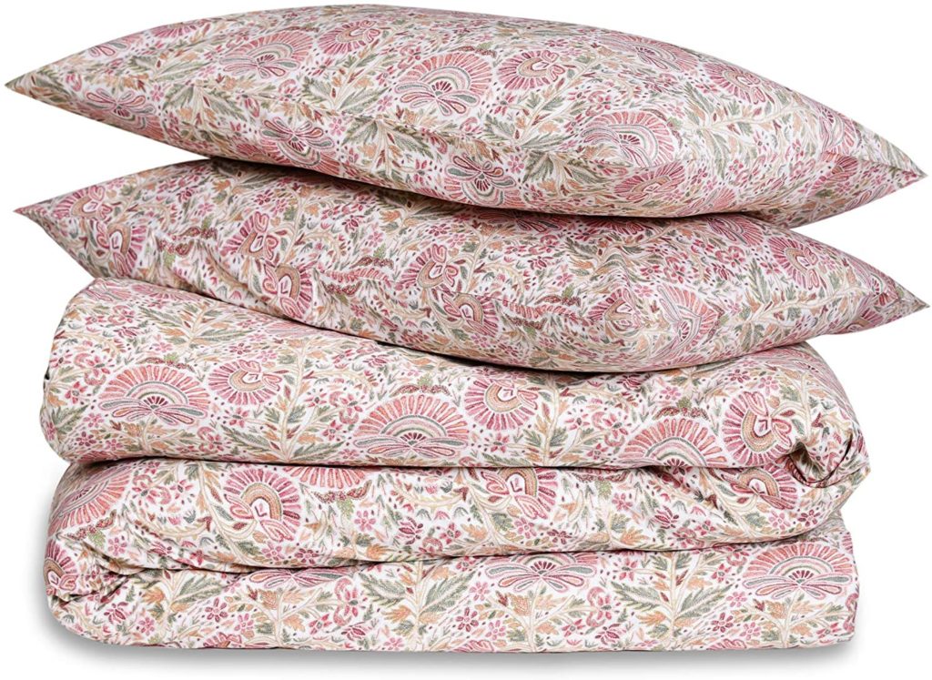 Digitally Printed Floral Comforter Folded Neatly with pillows