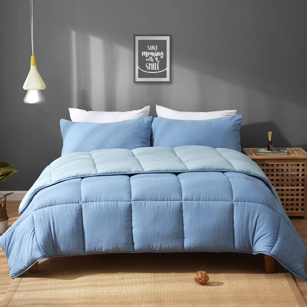 APSMILE Light Blue Reversible Bed Comforter Set