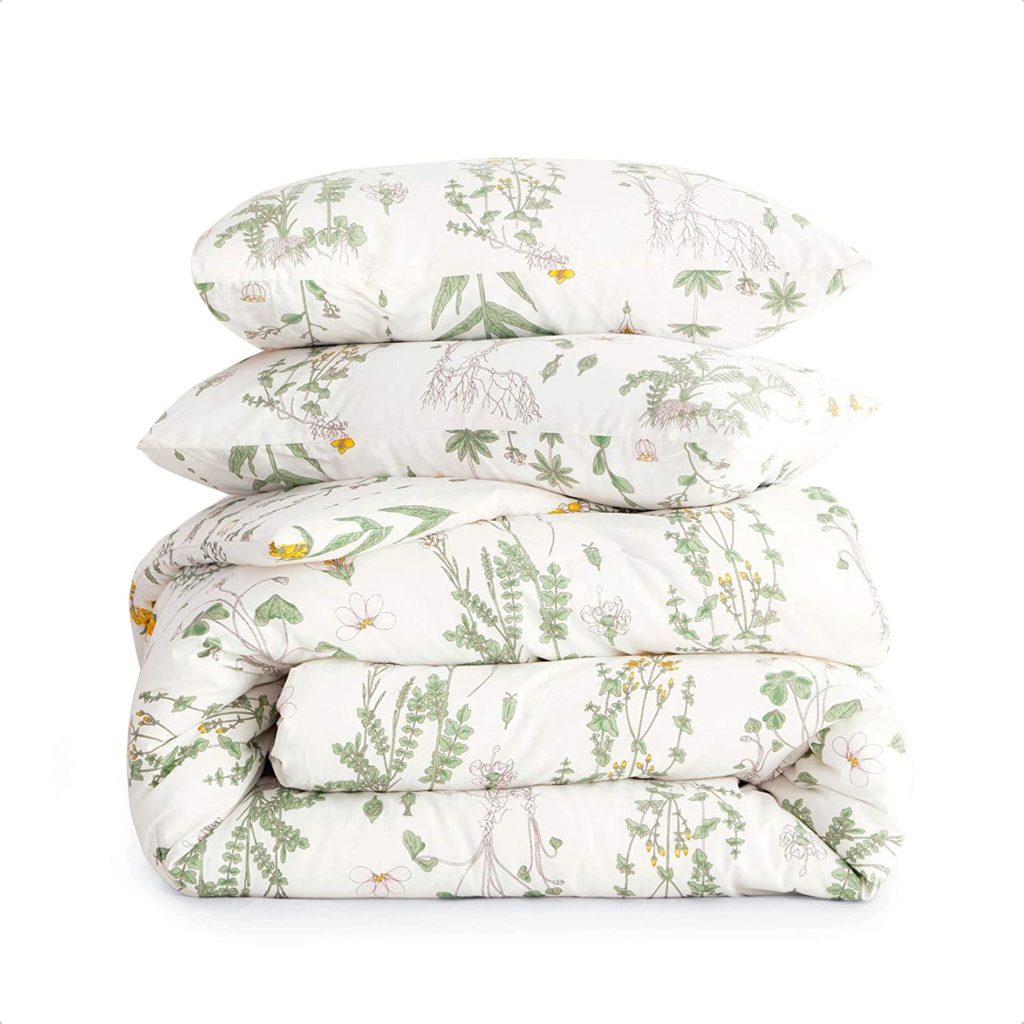 Botanical Green and White Floral Comforter Set