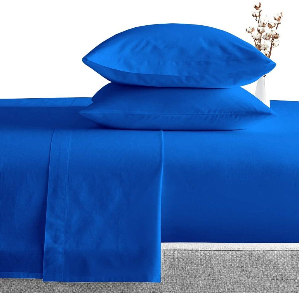 Alaskan King Size Sheet Set with 6 pieces in Navy Blue