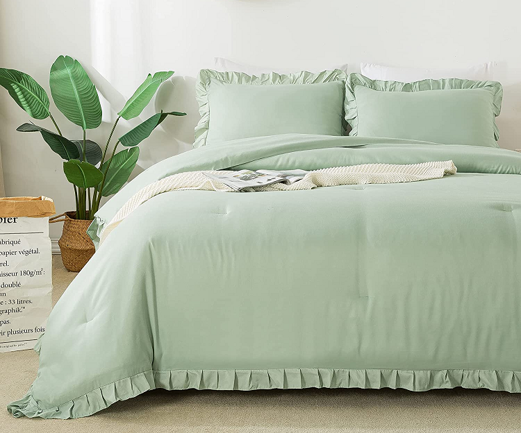 Andency Sage Green Ruffled Comforter