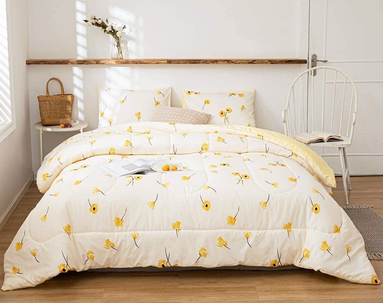 Bedorm Yellow Flowers Comforter Set