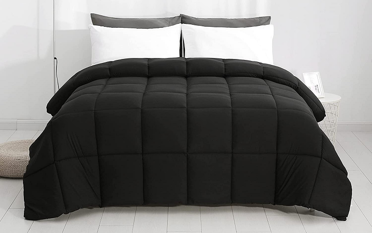 Black Comforter in clean room