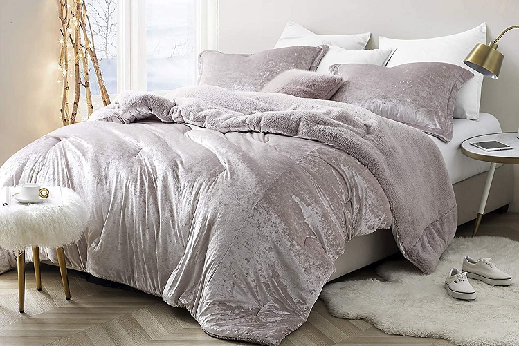 Byourbed Coma Inducer Oversized Crushed Velour Grey Queen Comforter