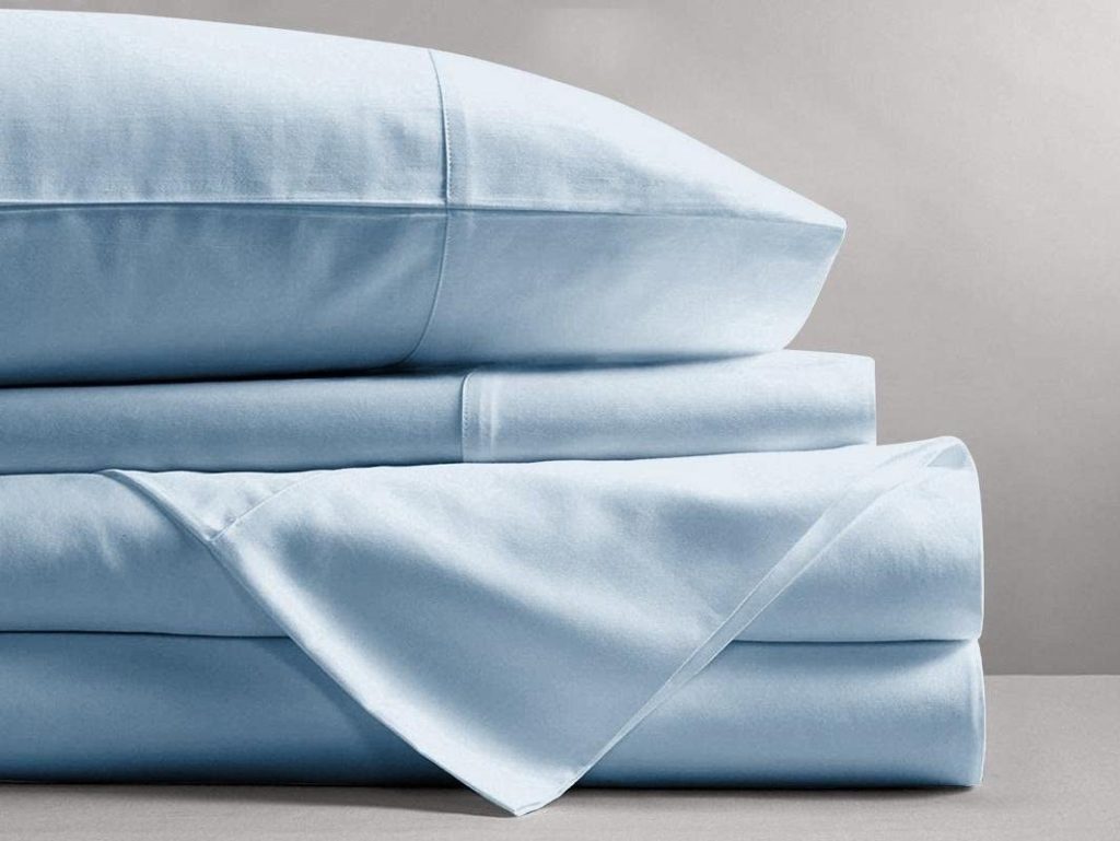 light blue folded sheet set