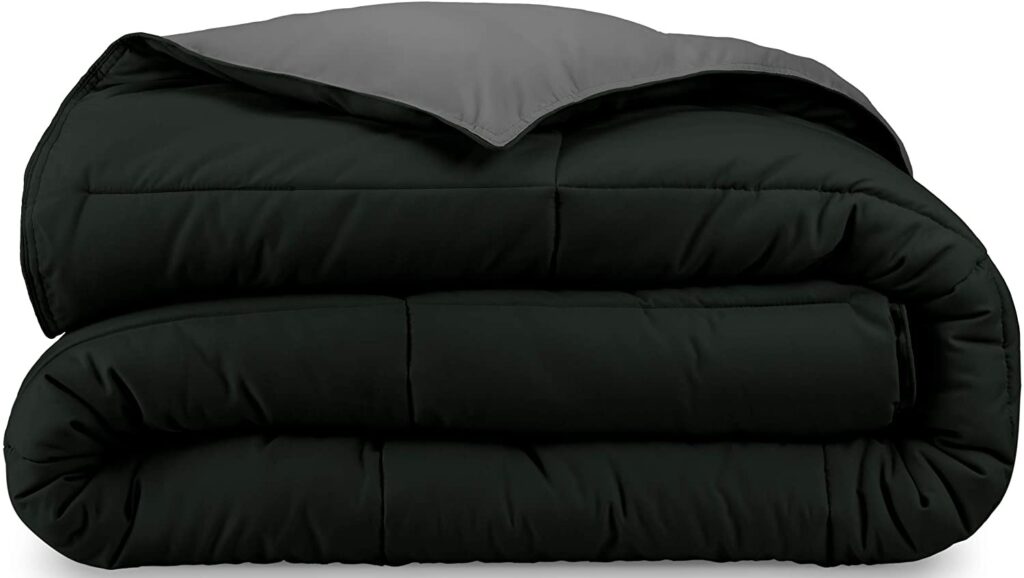 Black folded comforter