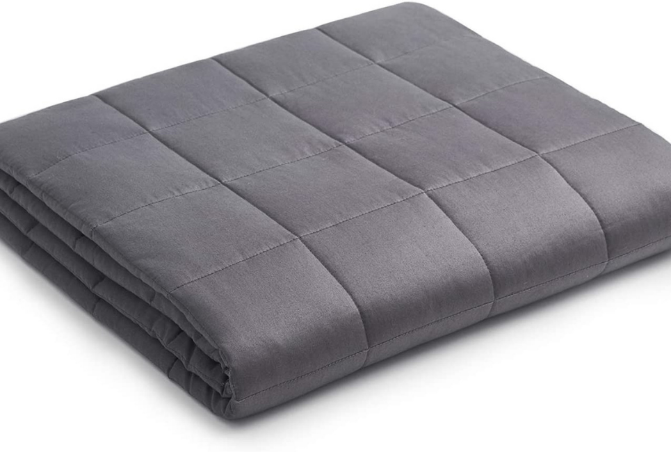 folded grey blanket
