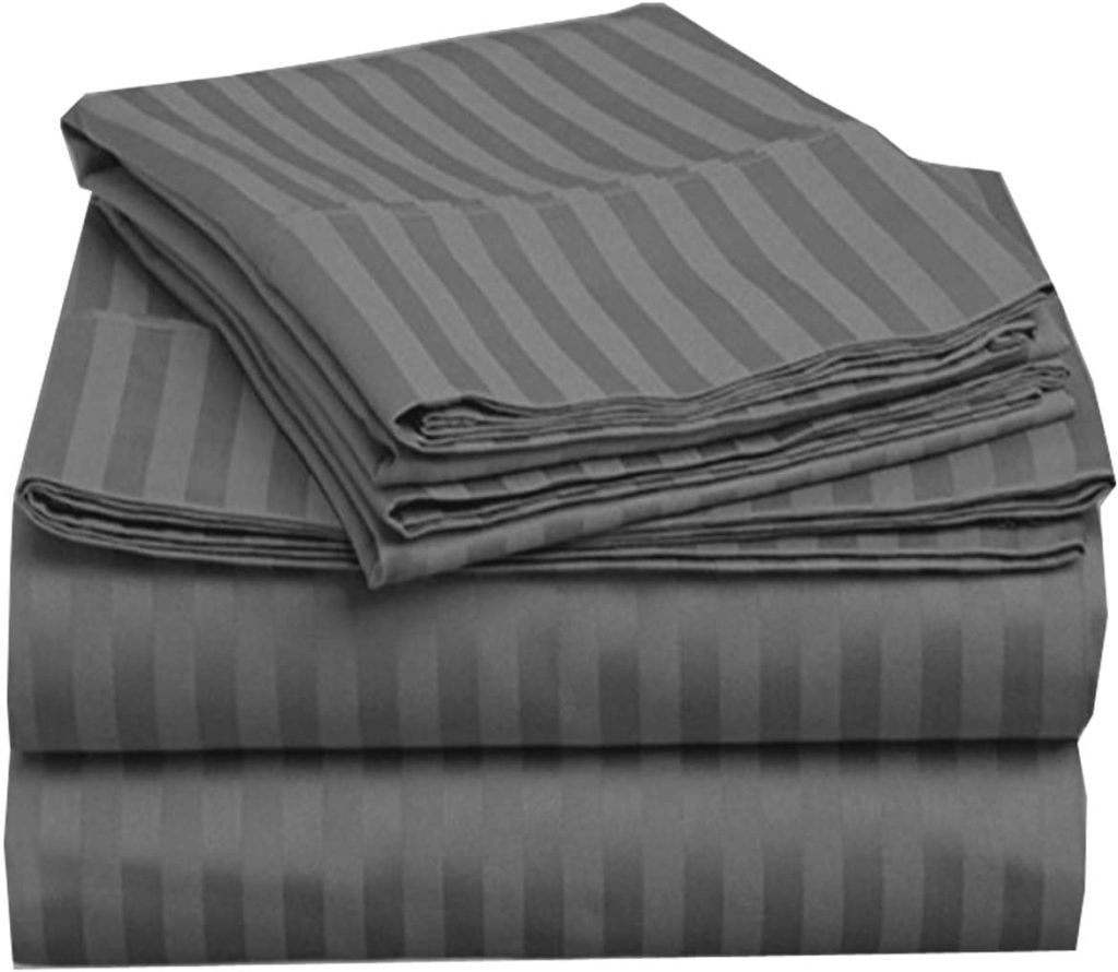 grey striped sheet set