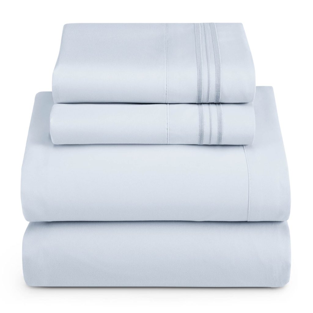 light blue folded and stacked sheet set