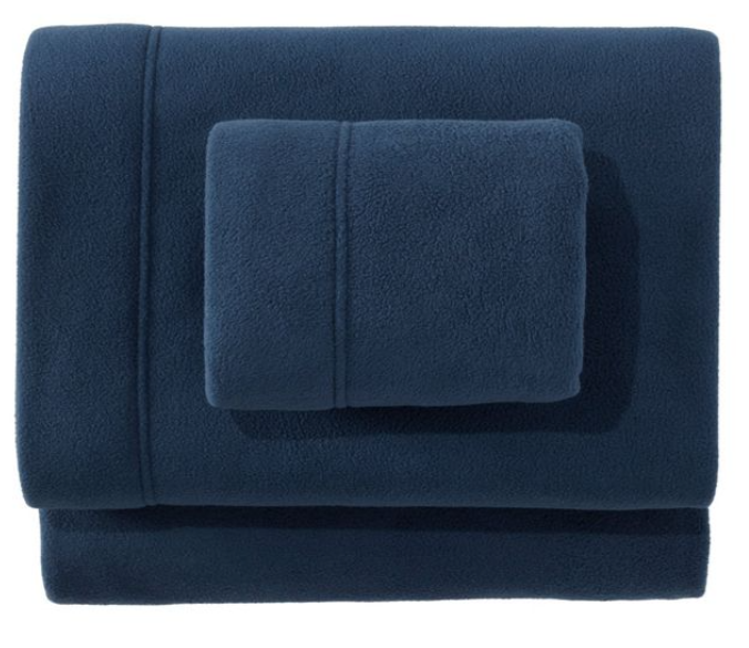 neatly folded navy blue fleece sheets