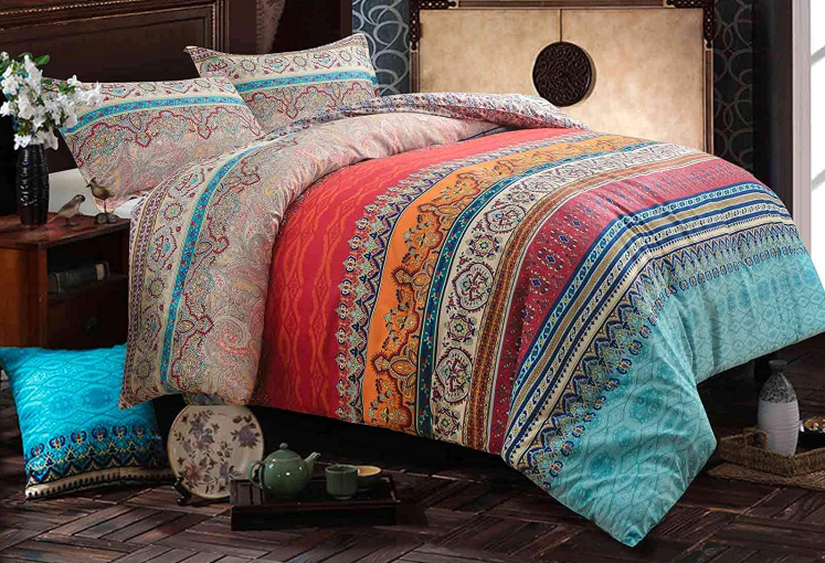 multicolored and multipatterned boho comforter