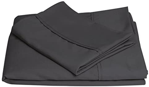 neatly folded grey sheet and pillowcase
