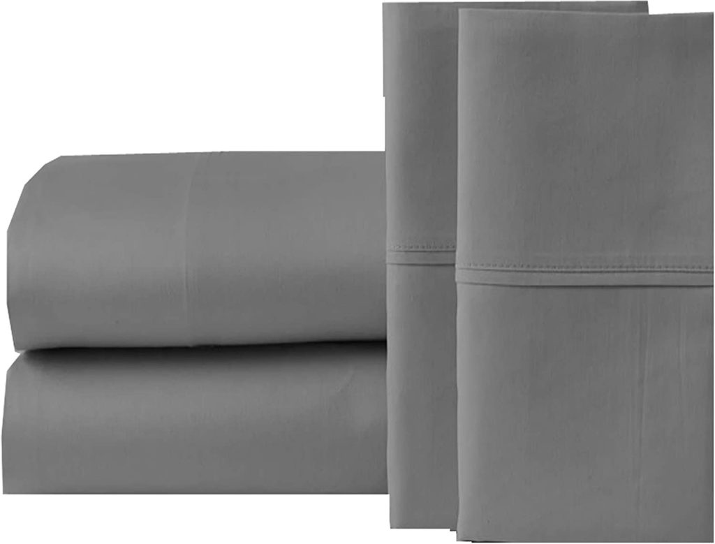 neatly folded grey sheet set
