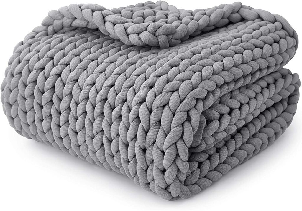 oversized grey knit blanket