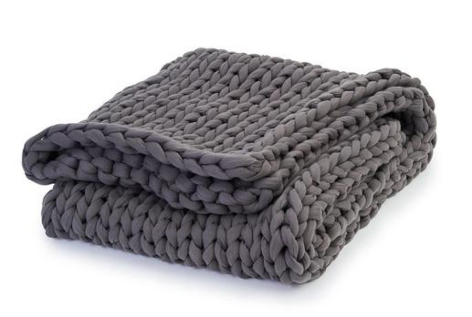 oversized knit grey blanket