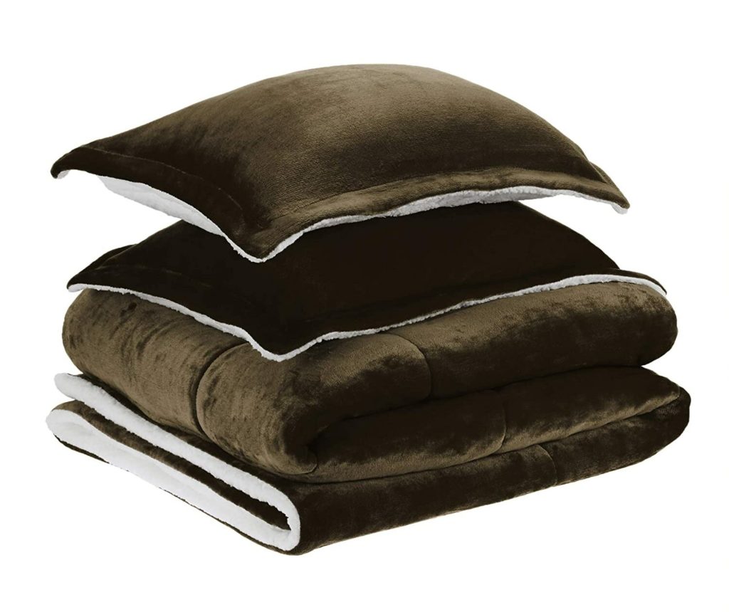 sherpa and velvet brown comforter set