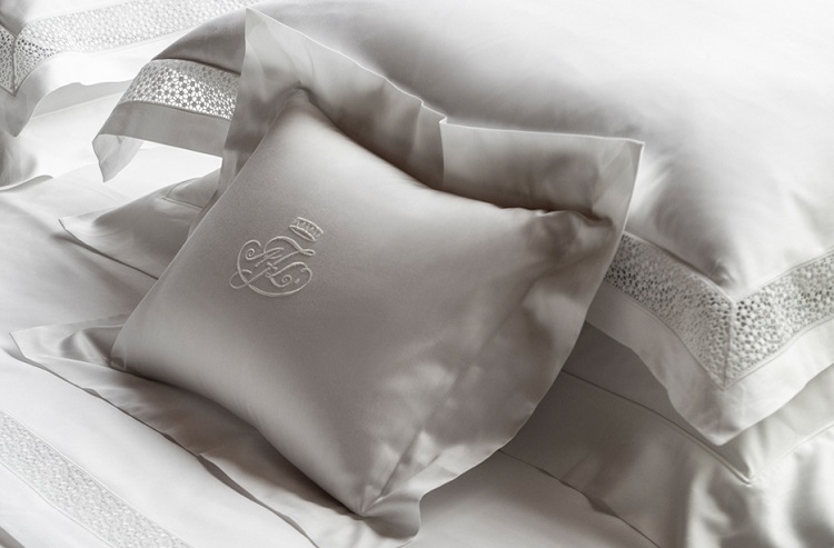 silver satin pillowcase with embroidery