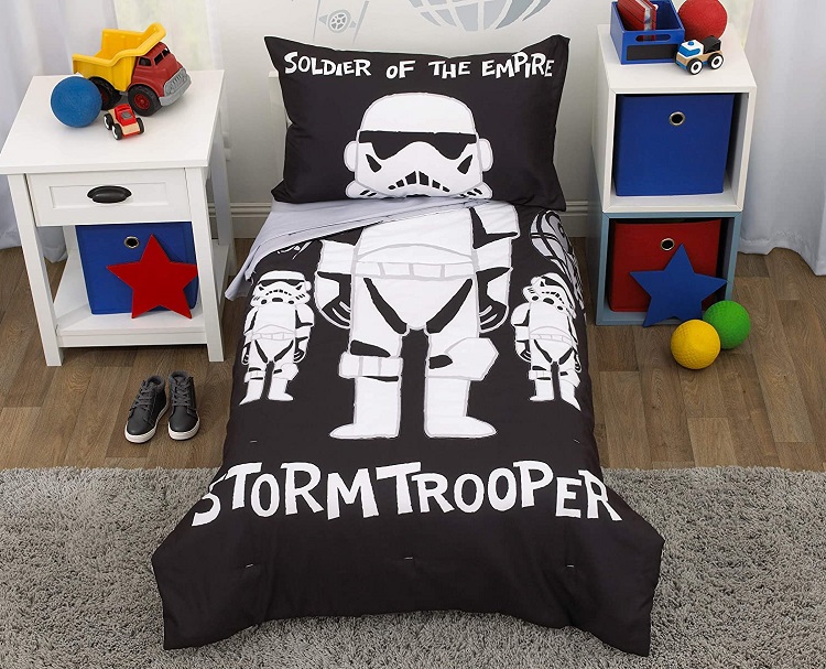 storm trooper illustration star wars comforter on bed