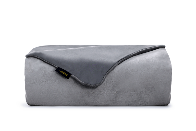 velvet grey blanket neatly folded